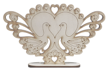 Фигурка фанерная - Сердце с двумя большими голубями на подставке 12,5 х 8 см AS-4705, В-0279