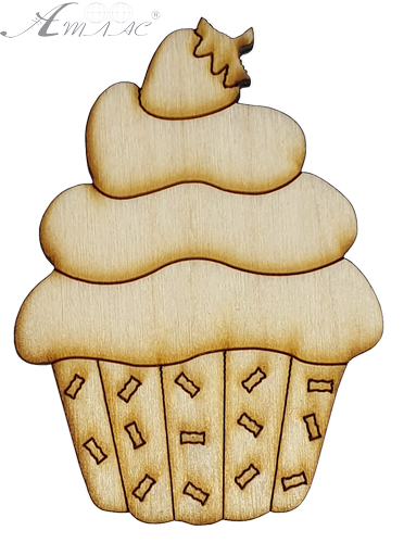 Фигурка фанерная - Пирожное с клубникой 5.7 х 4.2 см AS-4699 Фигурка фанерная - Пирожное с клубникой 5.7 х 4.2 см AS-4699