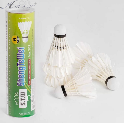 Іграшка Воланчик пір'яний для бадмінтону Набір 6шт в тубі  22184