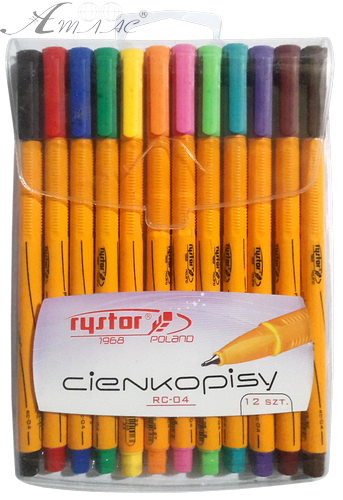 Ручка капілярна лінер, набір 12 шт, 0,4 мм, RC-04-12 Ручка капілярна лінер, набір 12 шт, 0,4 мм, RC-04-12