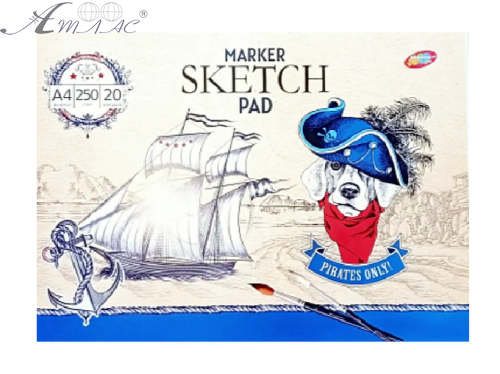 Альбом для малювання Скетчбук для маркерів клейовий (корабель) А4 250 г/м 20 аркушів  08467