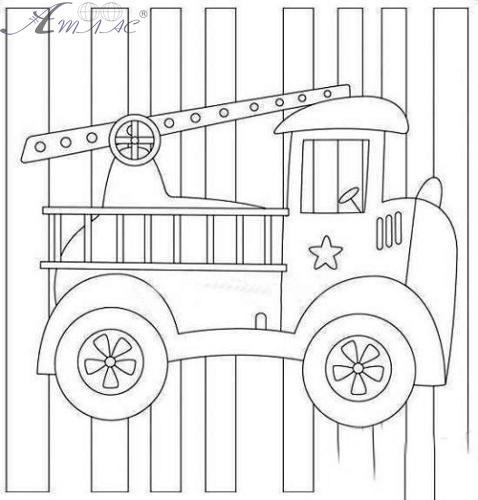 Полотно з контуром Пожежна машина на підрамнику 25 х 25 см 950389 Полотно з контуром Пожежна машина на підрамнику 25 х 25 см 950389