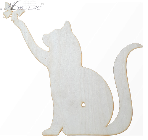 Основа для годинника з фанери 4 мм № 16 Котик із метеликом 34 x 33 см AS-4565, В-0238 Основа для годинника з фанери 4 мм № 16 Котик із метеликом 34 x 33 см AS-4565, В-0238