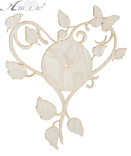 Основа для годинника з фанери 4 мм № 14 серце з листям 39 x 48 см AS-4563