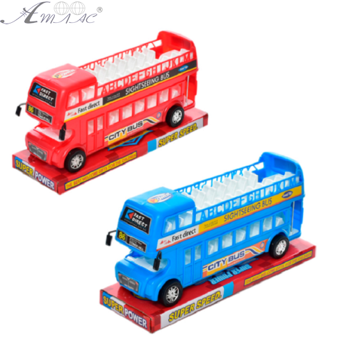 Игрушка Автобус кабрио двухэтажный Синий 28 см  018-56