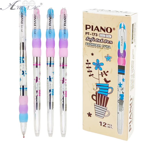 Ручка кулькова Piano Dizain Синя кольорова  PТ-173