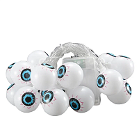 Игрушка прикол Гирлянда на Хэллоуин Глаза 150см 10шт d=4см Белый на батарейках  11199