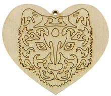 Фигурка фанерная - Тигр №  8 в сердце 60 х 70 мм AS-4543