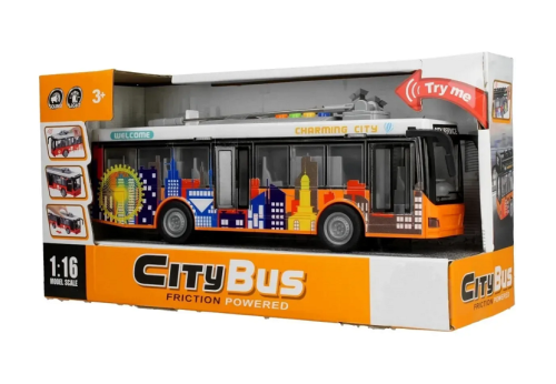 Игрушка Машинка City Bus Троллейбус свет звук двери открываются 28 см А1119-9 фото 2 Игрушка Машинка City Bus Троллейбус свет звук двери открываются 28 см А1119-9 фото 2