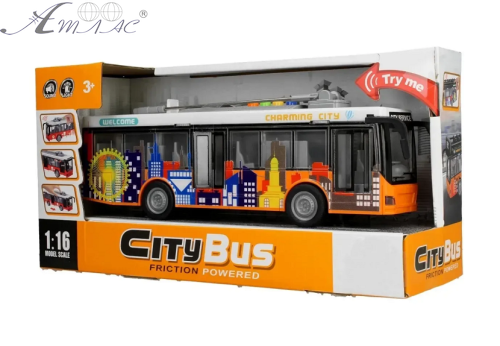 Іграшка Машинка City Bus Тролейбус світло звук двері відчиняються 28 см А1119-9 фото 2 Іграшка Машинка City Bus Тролейбус світло звук двері відчиняються 28 см А1119-9 фото 2