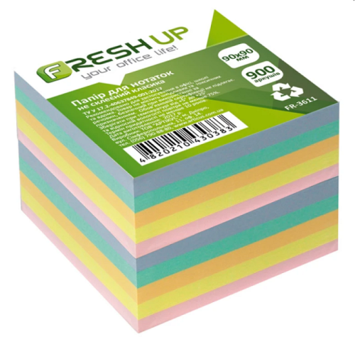 Бумага для заметок Fresh Up Цветная НЕ склеенная 90 х 90 мм 900 л  FR-3611