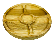 Деревянная доска менажница 4 отделения 24 см 09061