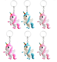 Брелок Единорожка розовый и голубой 7 см резиновый  16400