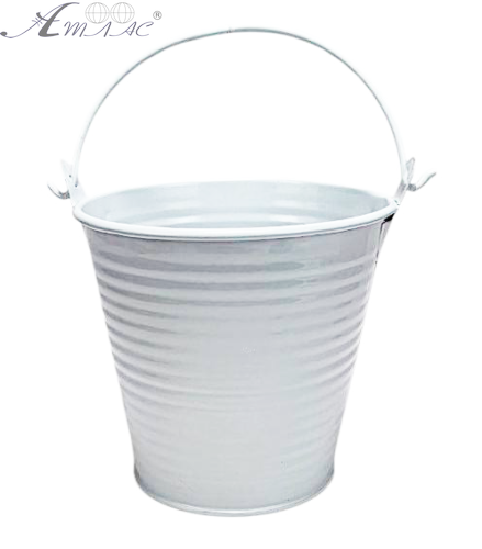 Ведерко Декоративное металл  9,5 х 9,5см Диз № 2 много полос Белое  16539