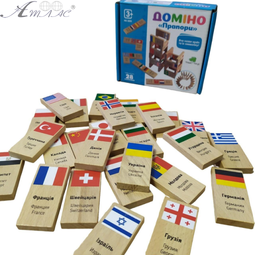 Іграшка Дерев'яна Доміно Прапори 28шт MD2895 Іграшка Дерев'яна Доміно Прапори 28шт MD2895