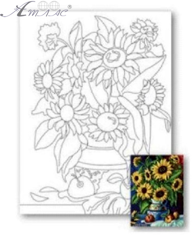 Полотно з контуром Соняшники на підрамнику 30 х 40 см 950753 Полотно з контуром Соняшники на підрамнику 30 х 40 см 950753
