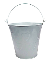 Ведерко Декоративное металл  9,5 х 9,5см Диз № 7 выдавленные серца Белое  12039