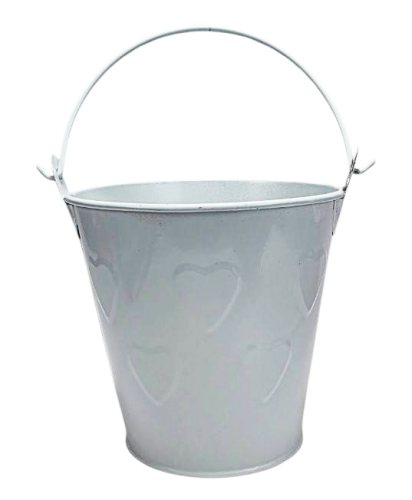 Ведерко Декоративное металл 9,5 х 9,5см Диз № 7 выдавленные серца Белое 12039 Ведерко Декоративное металл 9,5 х 9,5см Диз № 7 выдавленные серца Белое 12039