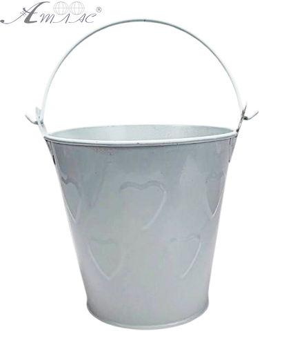Відерко Декоративний метал 9,5 х 9,5см Диз № 7 видавлені серця Біле 12039 Відерко Декоративний метал 9,5 х 9,5см Диз № 7 видавлені серця Біле 12039