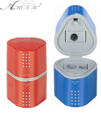 Точилка FABER-CASTELL GRIP 2001 трикутна синя, червона 3 отвори 183801