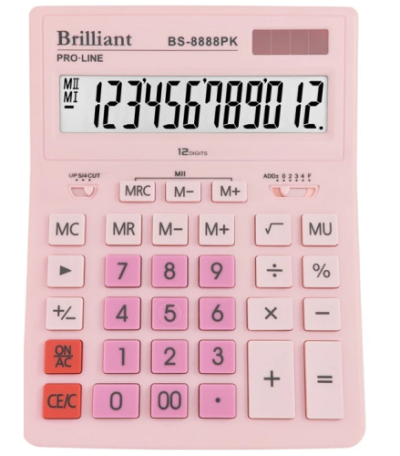 Калькулятор Brilliant BS-8888РК настольный Розовый 155 х 205 мм 