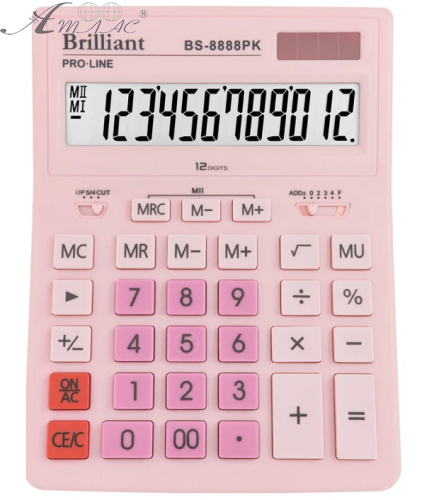 Калькулятор Brilliant BS-8888РК настільний Рожевий 155 х 205 мм
