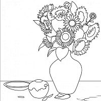 Полотно з контуром Ваза з соняшниками 30 х 30 см  950749