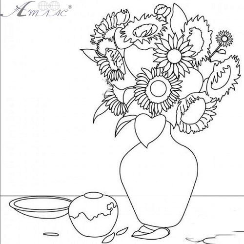 Полотно з контуром Ваза з соняшниками 30 х 30 см 950749 Полотно з контуром Ваза з соняшниками 30 х 30 см 950749