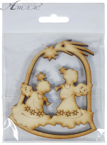 Фигурка фанерная - Колокольчик с двумя ангелами 8,8 x 10 см AS-4659, В-0194 фото 2