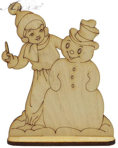 Фігурка фанерна - Сніговик із дівчинкою на підставці 12 х 10 см AS-4744, В-0233 Фігурка фанерна - Сніговик із дівчинкою на підставці 12 х 10 см AS-4744, В-0233