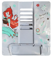 Подставка для книг металлическая голубая/серая, рисунок микс 04773