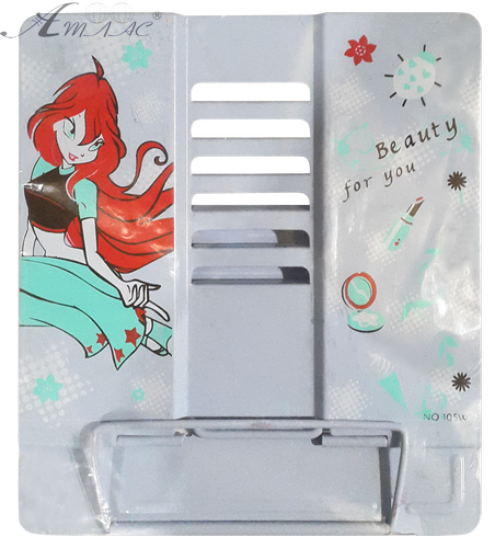 Підставка для книг металічна блакитна/сіра, малюнок мікс 04773