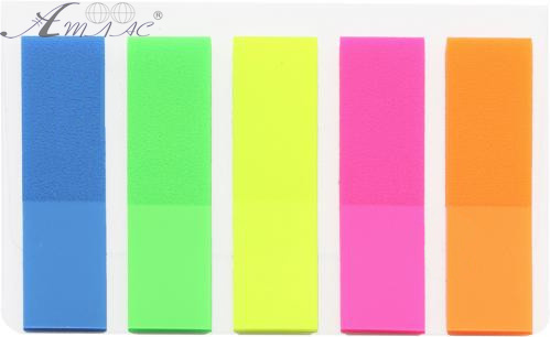 Стікери-закладинки 5 кольорів, 25 шт, 12 х 45 мм НЕОН Economix 20945