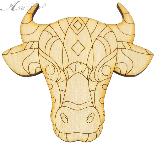 Фигурка фанерная - Корова или Бык № 15 голова быка 7 х 6 см + магнит AS-4528 Фигурка фанерная - Корова или Бык № 15 голова быка 7 х 6 см + магнит AS-4528