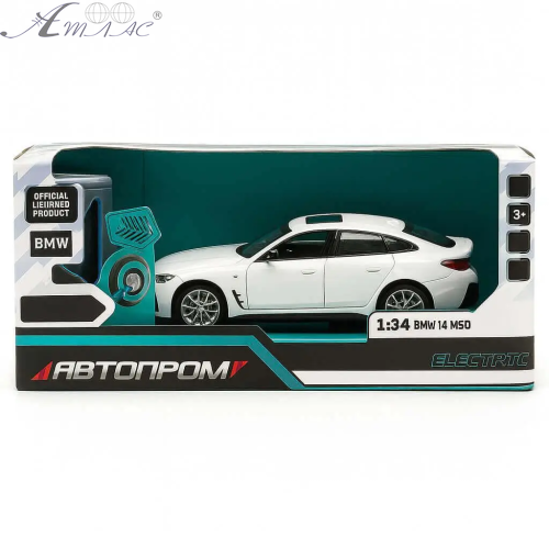 Машинка Автопром BMW i4 M50 Белая электро, свет звук 14см 68714 фото 2 Машинка Автопром BMW i4 M50 Белая электро, свет звук 14см 68714 фото 2