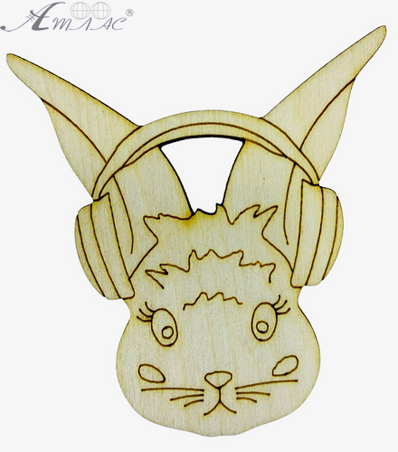 Фигурка фанерная - Кролик № 7 голова в наушниках 7*6,5см AS-4581 Фигурка фанерная - Кролик № 7 голова в наушниках 7*6,5см AS-4581