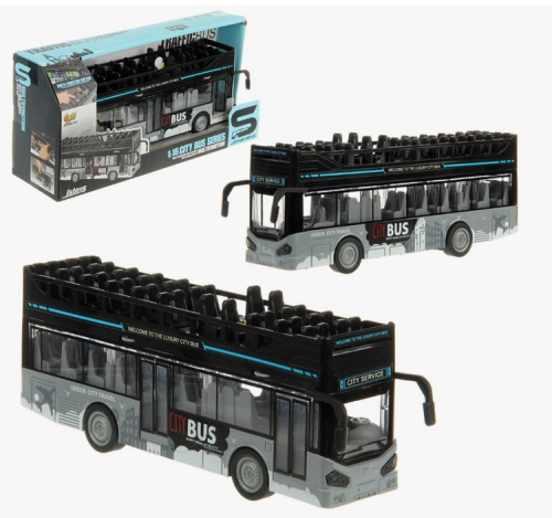 Игрушка Автобус кабрио двухэтажный серый 28 см JS-122A фото 3 Игрушка Автобус кабрио двухэтажный серый 28 см JS-122A фото 3