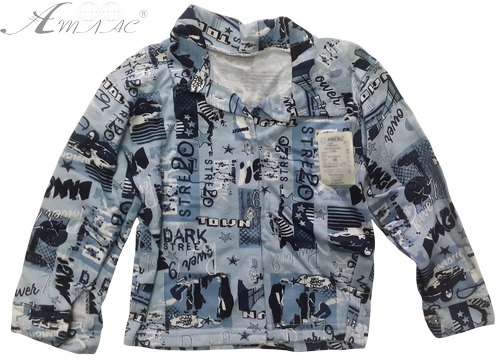 Рубашка для мальчика футер с длинными рукавами, синяя р. 56 13132 Рубашка для мальчика футер с длинными рукавами, синяя р. 56 13132