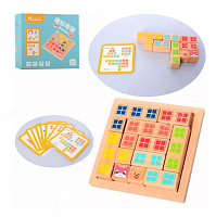 Игрушка Деревянная Тетрис с заданиями 20х18х4 см в коробке  MD2773