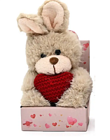 Іграшка М'яка Зайчик з серцем 16 см С6309