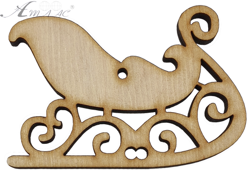 Фигурка фанерная - Санки резные 8 см AS-4703, В-0192 Фигурка фанерная - Санки резные 8 см AS-4703, В-0192