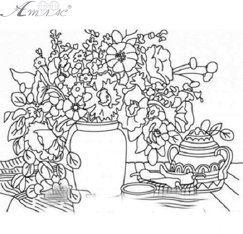 Холст с контуром Ваза с цветами 2 на подрамнике 30 х 40 см. 950582 Холст с контуром Ваза с цветами 2 на подрамнике 30 х 40 см. 950582