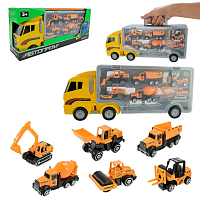 Модель Автопром Грузовик трейлер со строительной техникой  PS006-4
