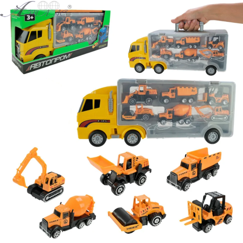 Модель Автопром Вантажівка трейлер з будівельною технікою  PS006-4