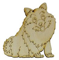 Фигурка фанерная - Песик №  2 пушистый толстяк 75 х 80 мм с магнитом AS-4778, В-0305