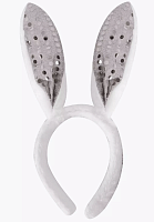 Игрушки Обруч Ушки Зайки меховые с пайетками 26см серебро  04899