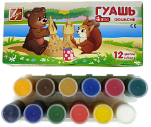 Гуаш набір Луч - Зоо Міні 12 кольорів 15мл (блок-тара) 20С1356-08