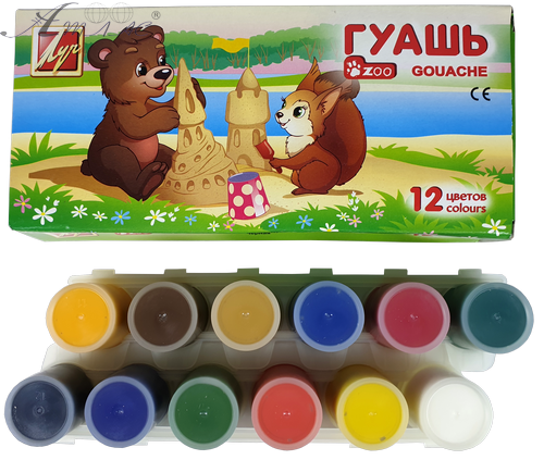 Гуаш набір Луч - Зоо Міні 12 кольорів 15мл (блок-тара) 20С1356-08 Гуаш набір Луч - Зоо Міні 12 кольорів 15мл (блок-тара) 20С1356-08