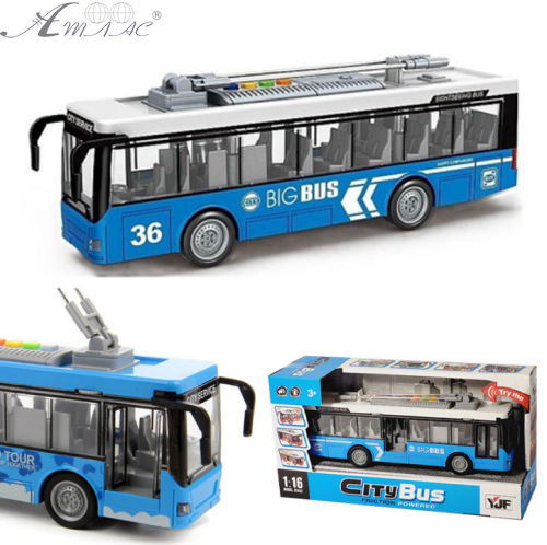 Іграшка Машинка City Bus Тролейбус зі світлом, двері відчиняються, 28 см 1119-7 Іграшка Машинка City Bus Тролейбус зі світлом, двері відчиняються, 28 см 1119-7