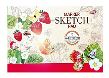 Альбом для рисования Скетчбук для маркеров клеевой (клубника) А4 250 г/м  20 листов  07290